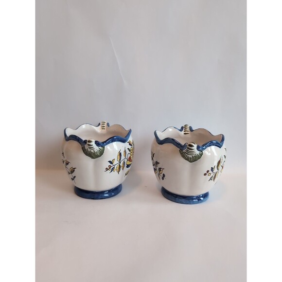 Vintage Faience Vases Planters Bowls Floral Decor Ceramic 19th C France - Picture 5 of 14